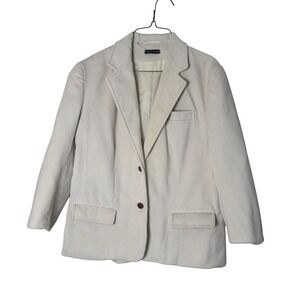 Coatree Cream Ivory Corduroy Blazer Jacket Womens Size 16 Vintage